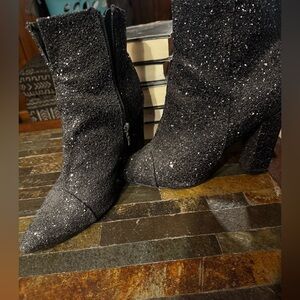Glittery Black Ankle Boots